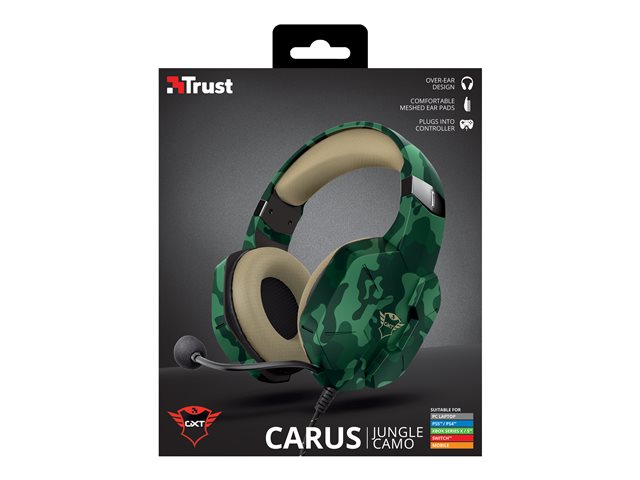 Trust GXT 323C Carus – Cuffie con microfono – dimensione completa – cablato – jack 3,5 mm – mimetico giungla [ TT829188 ]