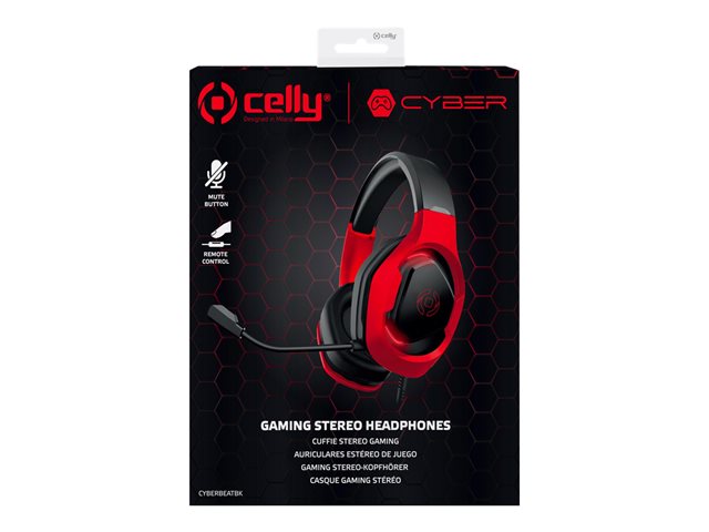 Celly Gaming CyberBeat – Cuffie con microfono – dimensione completa – cablato – USB, jack 3,5 mm – rosso [ TT824069 ]