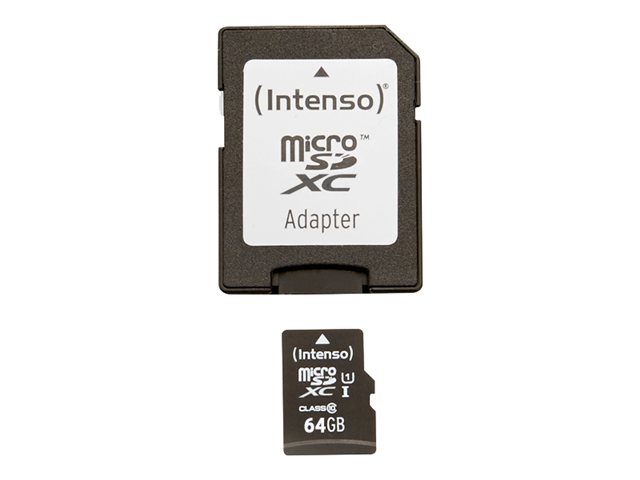 Supporti di memorizzazione Intenso Premium – Scheda di memoria flash (adattatore da microSDXC a SD in dotazione) – 64 GB – UHS Class 1 / Class10 – UHS-I microSDXC Intenso [ TT-769192 ]