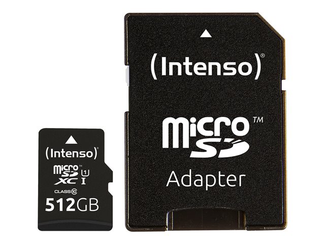 Supporti di memorizzazione Intenso Premium – Scheda di memoria flash (adattatore da microSDXC a SD in dotazione) – 512 GB – UHS Class 1 / Class10 – UHS-I microSDXC Intenso [ TT-797327 ]