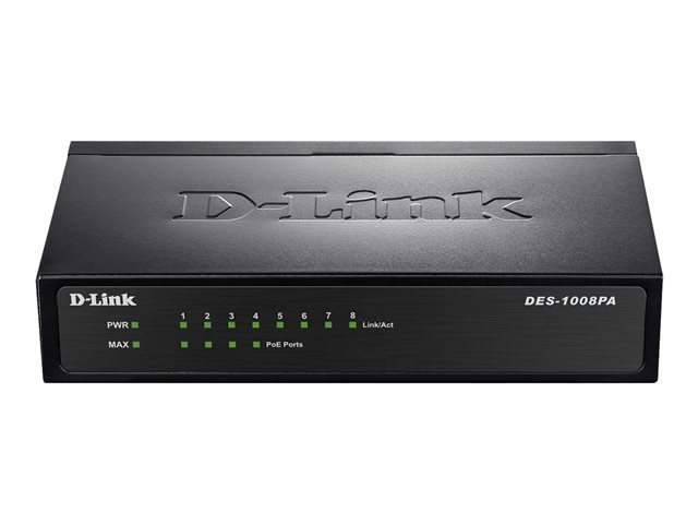 Switch D-Link DES 1008PA – Switch – unmanaged – 4 x 10/100 (PoE) + 4 x 10/100 – desktop – PoE D-LINK [ TT-747473 ]