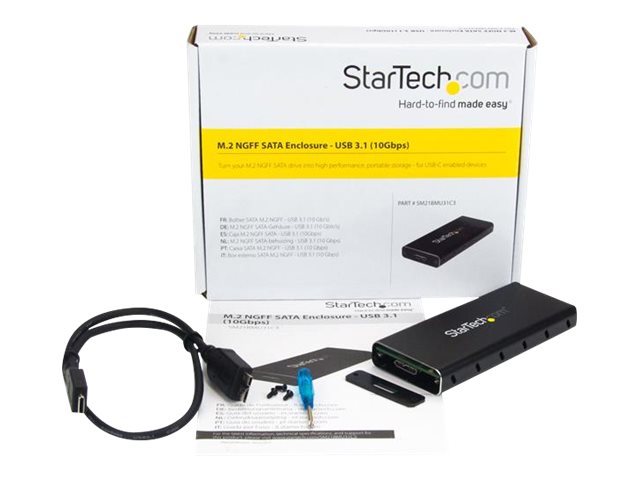 Altri accessori e componenti per pc StarTech.com Box esterno in alluminio SATA M.2 NGFF – USB 3.1 (10Gbps) con cavo USB-C – Box esterno – M.2 – SATA 6Gb/s – USB 3.1 (Gen 2) – nero, argento – per P/N: TBLT3MM1MA, TBLT3MM2M, TBLT3MM2MA STARTECH [ TT-754837 ]
