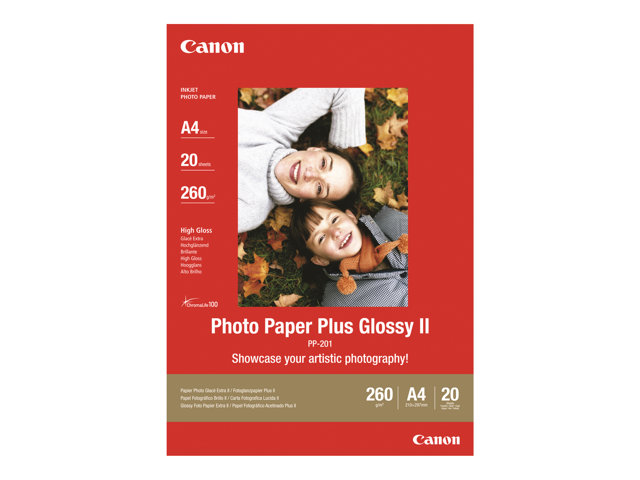 Carta fotografica Canon Photo Paper Plus Glossy II PP-201 – Lucido – 130 x 180 mm – 260 g/m² – 20 fogli carta fotografica – per PIXMA iP2700, iX7000, MG2555, MP210, MP520, MP610, MP970, MX300, MX310, MX700, MX850 CANON [ TT-749710 ]