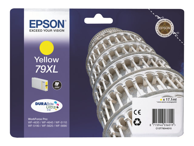 Cartucce e toner ink-laser originali Epson 79XL – 17.1 ml – XL – giallo – originale – cartuccia d’inchiostro – per WorkForce Pro WF-4630DWF, WF-4640DTWF, WF-5110DW, WF-5190DW, WF-5620DWF, WF-5690DWF EPSON [ TT-753729 ]