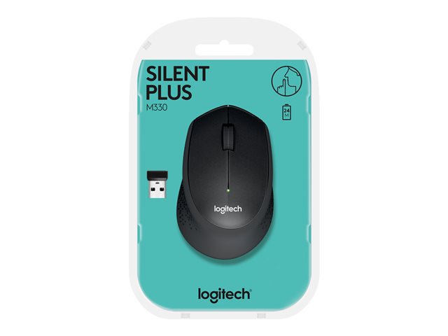 Mouse Logitech M330 SILENT PLUS – Mouse – 3 pulsanti – senza fili – 2.4 GHz – ricevitore wireless USB – nero LOGITECH [ TT-764117 ]