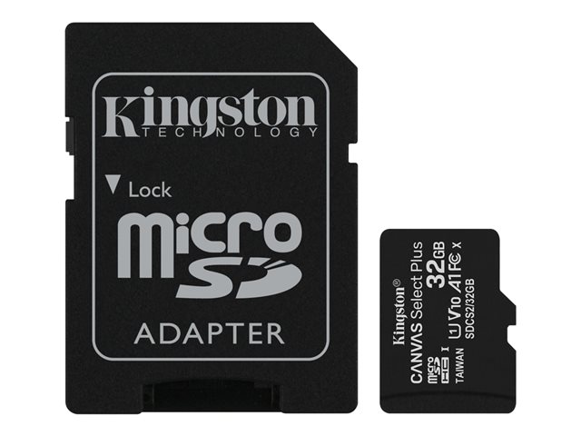 Supporti di memorizzazione Kingston Canvas Select Plus – Scheda di memoria flash (adattatore microSDHC per SD in dotazione) – 32 GB – A1 / Video Class V10 / UHS Class 1 / Class10 – UHS-I microSDHC (pacchetto di 3) KINGSTON [ TT-746992 ]
