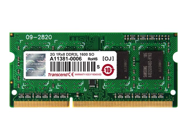 Dispositivi di espansione memoria Transcend – DDR3L – modulo – 2 GB – SO DIMM 204-pin – 1600 MHz / PC3L-12800 – CL11 – 1.35 V – senza buffer – non ECC – per HP ZBook 14, 15, 17; Lenovo ThinkCentre M73; ThinkPad L440; L540; T440; W540; X240 TRANSCEND [ TT-752614 ]