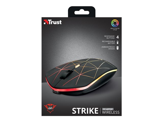 Mouse Trust GXT 117 Strike Wireless Gaming Mouse – Mouse – per destrorsi – ottica – 6 pulsanti – senza fili – 2.4 GHz – ricevitore wireless USB TRUST [ TT-760016 ]