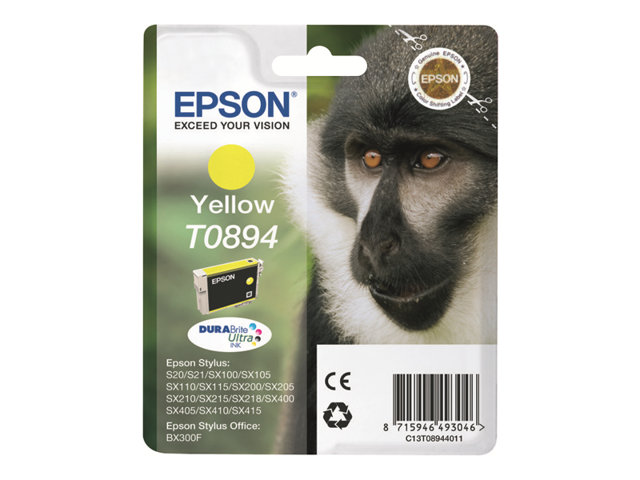Cartucce e toner ink-laser originali Epson T0894 – 3.5 ml – giallo – originale – blister – cartuccia d’inchiostro – per Stylus S21, SX110, SX115, SX210, SX215, SX400, SX405, SX410, SX415; Stylus Office BX300 EPSON [ TT-761056 ]