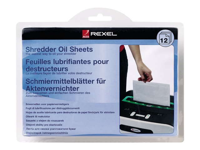 Distruggidocumenti – Accessori Rexel – Fogli lubrificanti per distruggidocumenti (pacchetto di 12) REXEL [ TT-760266 ]