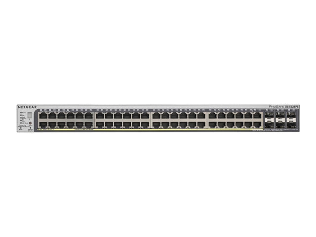 Switch NETGEAR Smart GS752TPS – Switch – gestito – 48 x 10/100/1000 (PoE) + 2 x combo Gigabit SFP + 4 x Gigabit SFP – montabile su rack – PoE NETGEAR [ TT-753450 ]