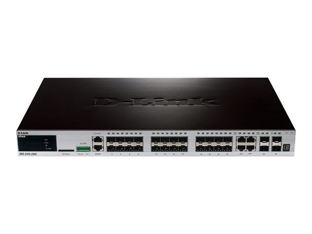 Switch D-Link xStack DGS-3420-28SC – Switch – gestito – 20 x SFP + 4 x combo Gigabit SFP + 4 x 10 Gigabit SFP+ – montabile su rack D-LINK [ TT-754796 ]
