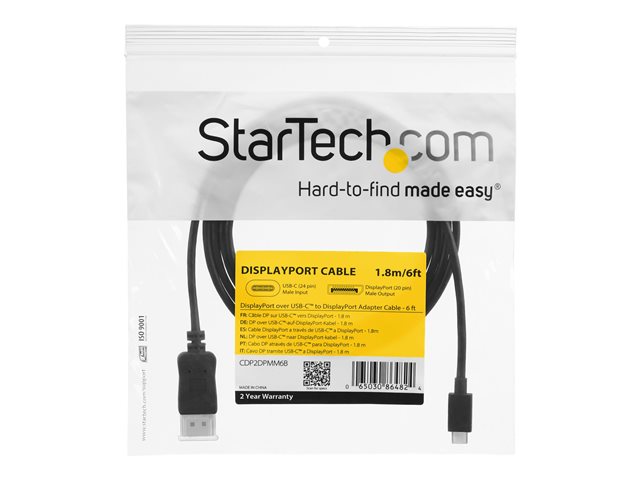 Videocamere, fotocamere e lettori multimediali digitali – Accessori StarTech.com 6ft/1.8m USB C to DisplayPort 1.2 Cable 4K60, USB-C to DP Cable HBR2, USB Type-C DP Alt Mode to DP Monitor Video Cable, Works w/ TB3, Limited stock, see similar item CDP2DP2MBD – USB-C Male to DP Male – Cavo DisplayPort – USB-C (M) a DisplayPort (M) – Displayport 1.2/Thunderbolt 3 – 1.8 m – supporta 4K 60 Hz (3840 x 2160) – nero – per P/N: TB33A1C, TB3DK2DPPD, TB3DK2DPPDUE, TB3DK2DPW, TB3DK2DPWUE, TB3DKDPMAW, TB3DKDPMAWUE STARTECH [ TT-761301 ]