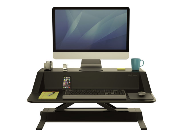 Televisori a colori – Accessori Fellowes Lotus Sit-Stand Workstation – Supporto – Waterfall – per display LCD/dotazione PC – acciaio – nero FELLOWES [ TT-746519 ]