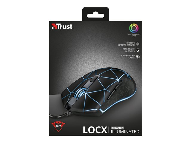 Mouse Trust GXT 133 Locx – Mouse – per destrorsi – ottica – 6 pulsanti – cablato – USB TRUST [ TT-764484 ]